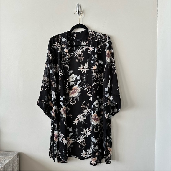 Tahari Tops - Tahari-dark Floral Open Summer Kimono (Size:L/XL)